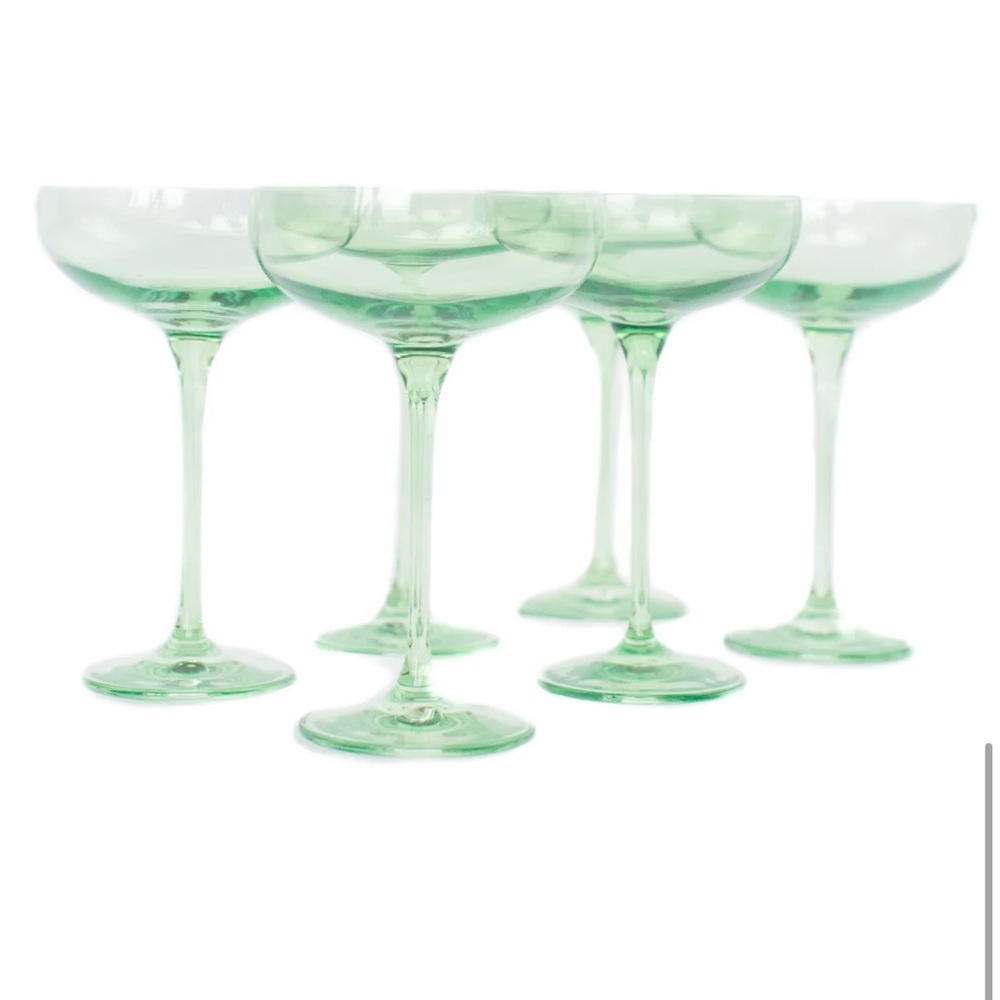 Estelle Colored Glass - Green Glass Coupe - set of 6